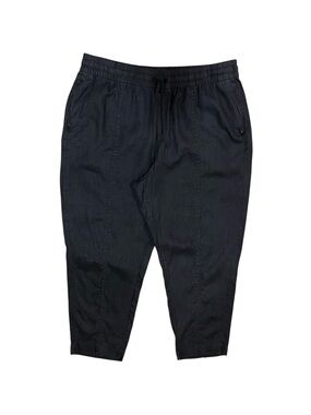 Athleta Black Linen Pants Drawstring Elastic Waist Joggers Trousers Women’s XL